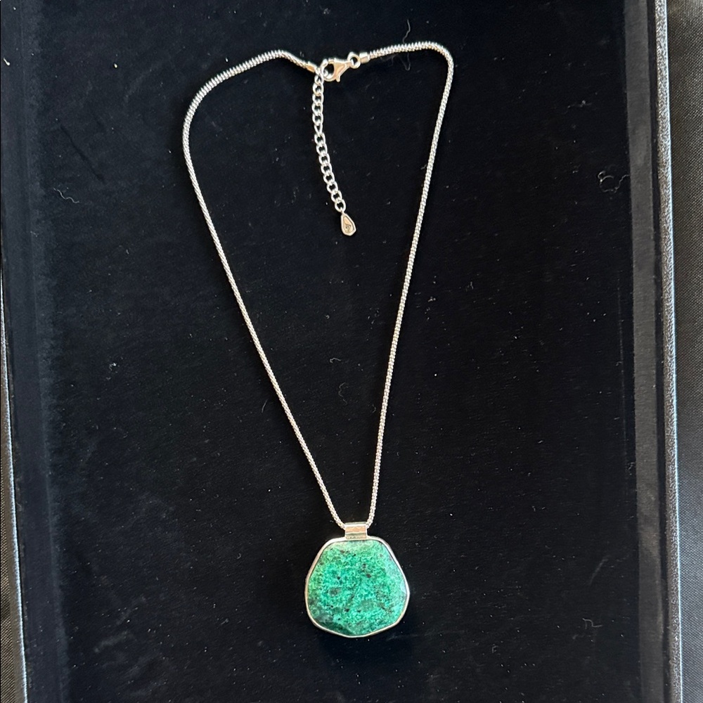 Silpada Silver Necklace with Green Pendant